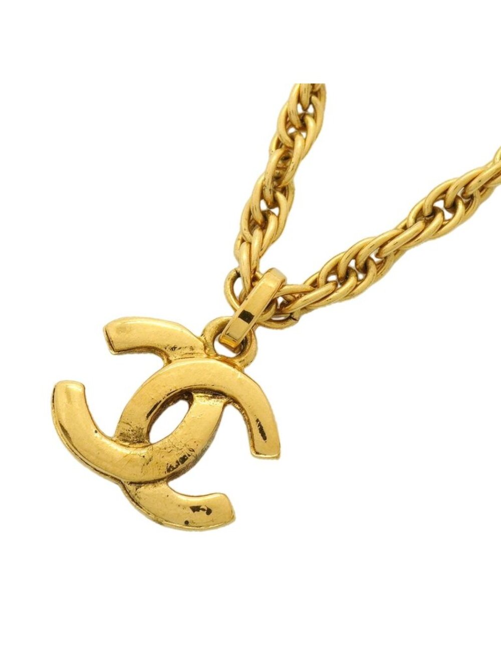 Chanel Necklace Vintage CC Logo Gold Plated